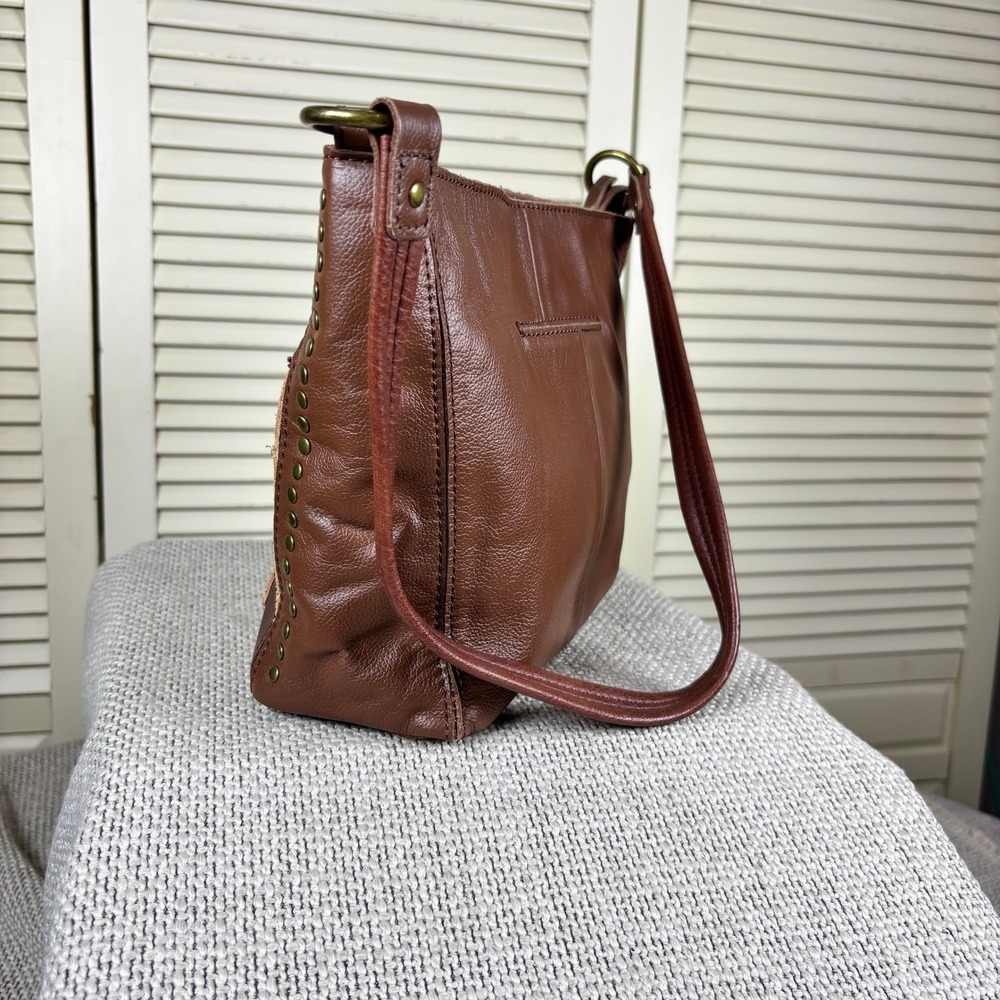 The Sak Elliot Lucca Brown Multi Patchwork Leather Indio Shoulder Bag 90s Purse - Picture 2 of 5
